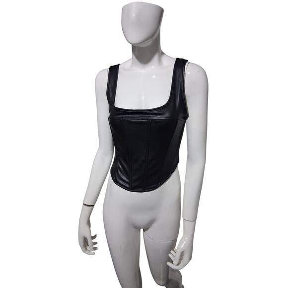 Avec Les Filles Women's size M Faux-Leather Whimsigoth Witchy Seamed Bustier Top - Picture 1 of 12